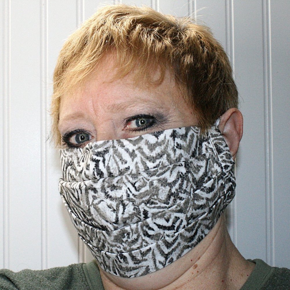 HAND CRAFTED Face Mask Abstract Zebra Adult Cloth Fabric Print - Pocket Style